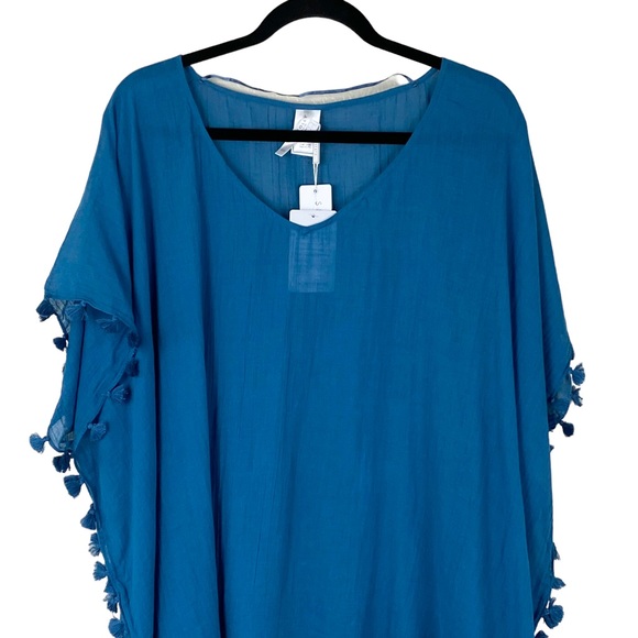 NWT Seafolly Amnesia Caftan Swim Coverup Peacock Teal - Picture 5 of 10